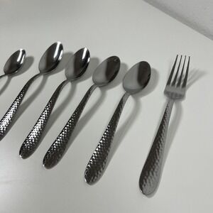 CORELLE COORDINATES  Lot‎ of 6 Pieces HAMMERED 18/0 Stainless Flatware MCM